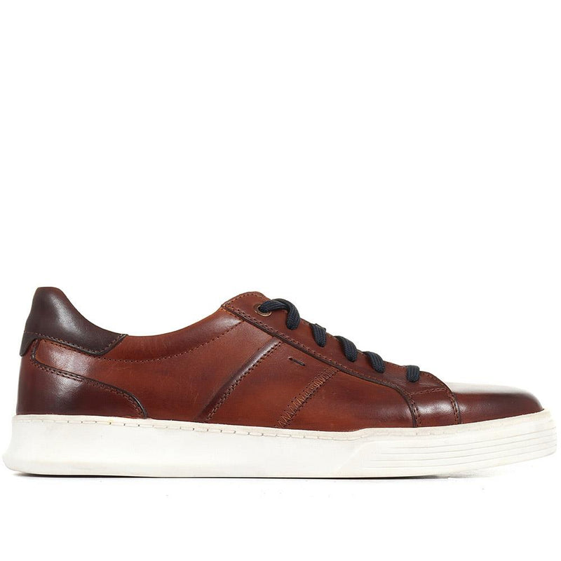 Wide Fit Leather Lace-Up Trainers - PARK35001 / 321 561