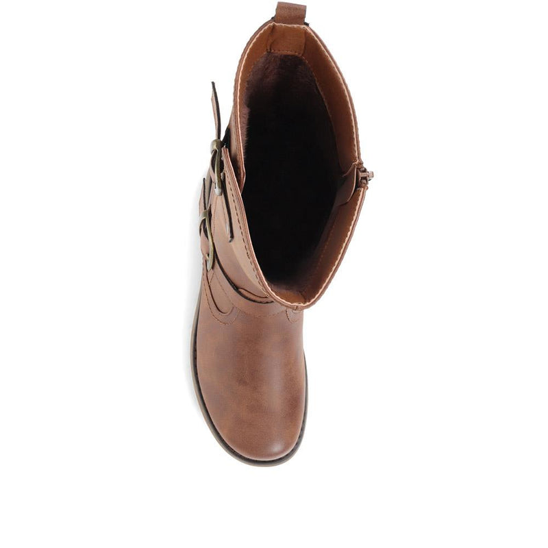 Wedge Heel Calf Boots - WBINS36104 / 322 733