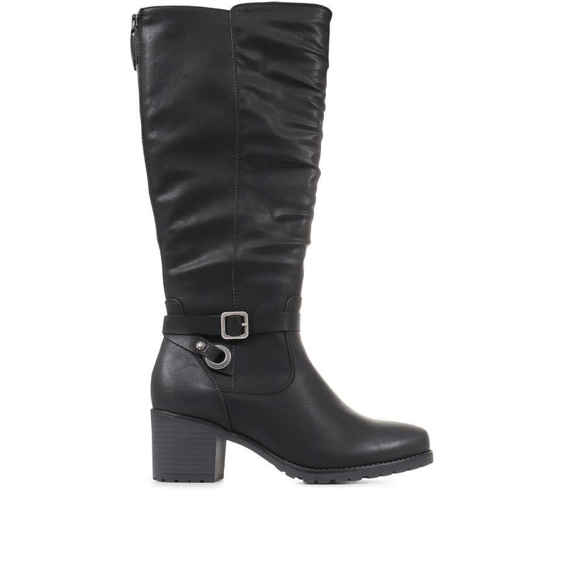 Knee High Ruched Heeled Boots - CENTR36097 / 322 661
