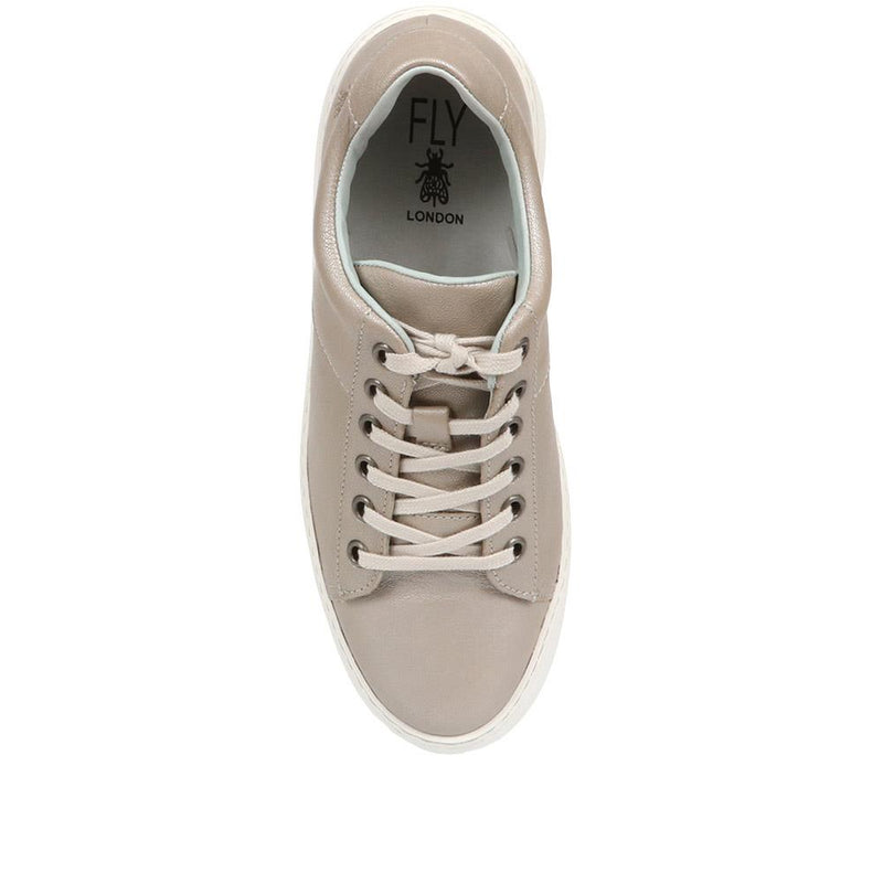White Leather Lace-up Trainers - FLYLO37005 / 323 680