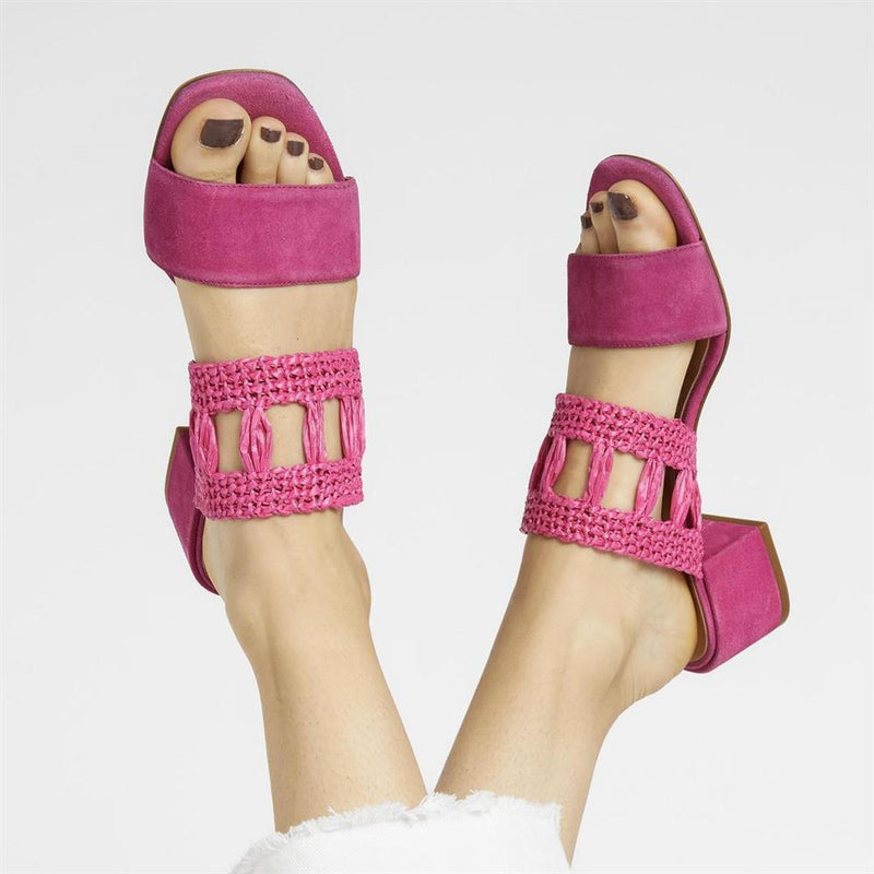 Kimora Raffia Heeled Mule Sandals - KIMORA / 323 636