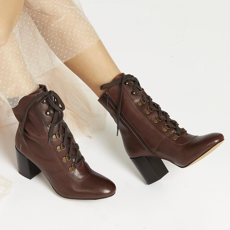 Liana Lace-Up Heeled Ankle Boots - LIANA / 319 203