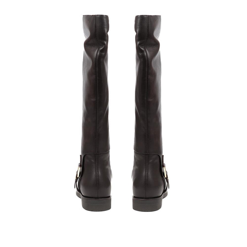 Buckle Detail Leather Riding Boots - KATI / 324 324