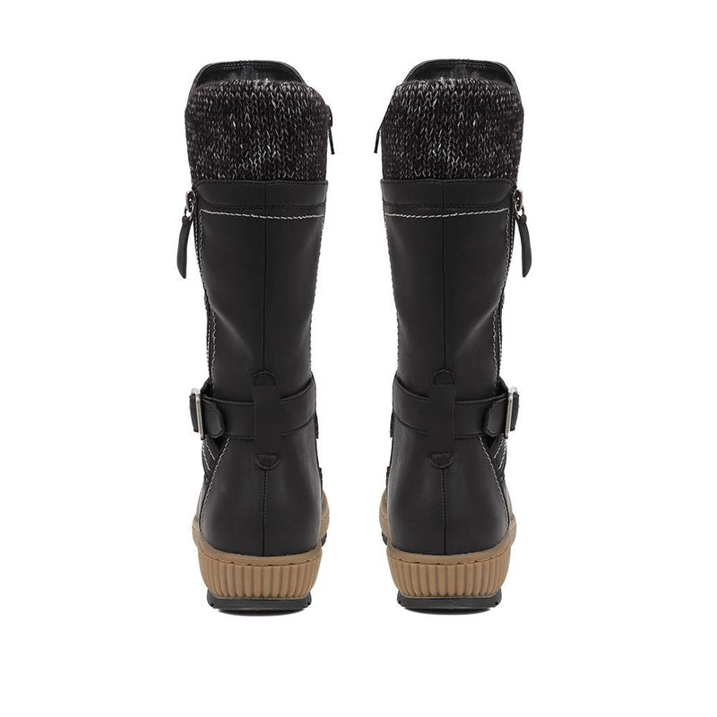 Knitted Cuff Calf Boots - WBINS38082 / 324 586