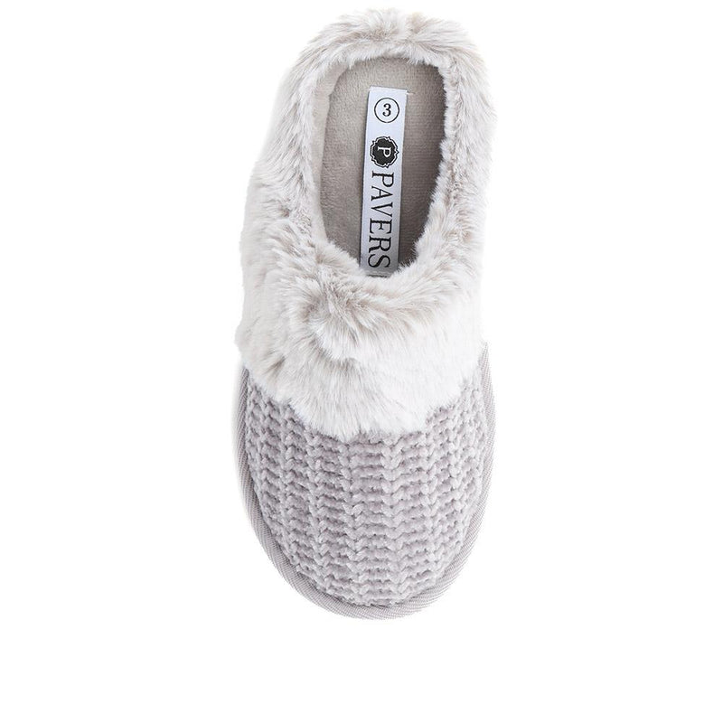 Faux Fur Lined Fleece Slippers - GALOP38001 / 324 485