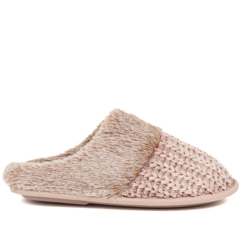 Faux Fur Lined Fleece Slippers - GALOP38001 / 324 485