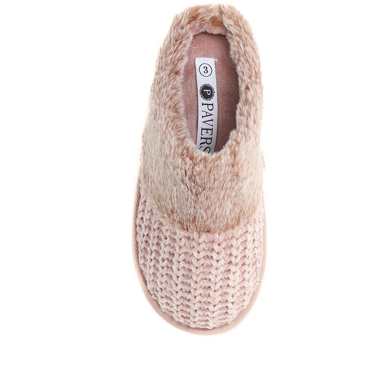 Faux Fur Lined Fleece Slippers - GALOP38001 / 324 485