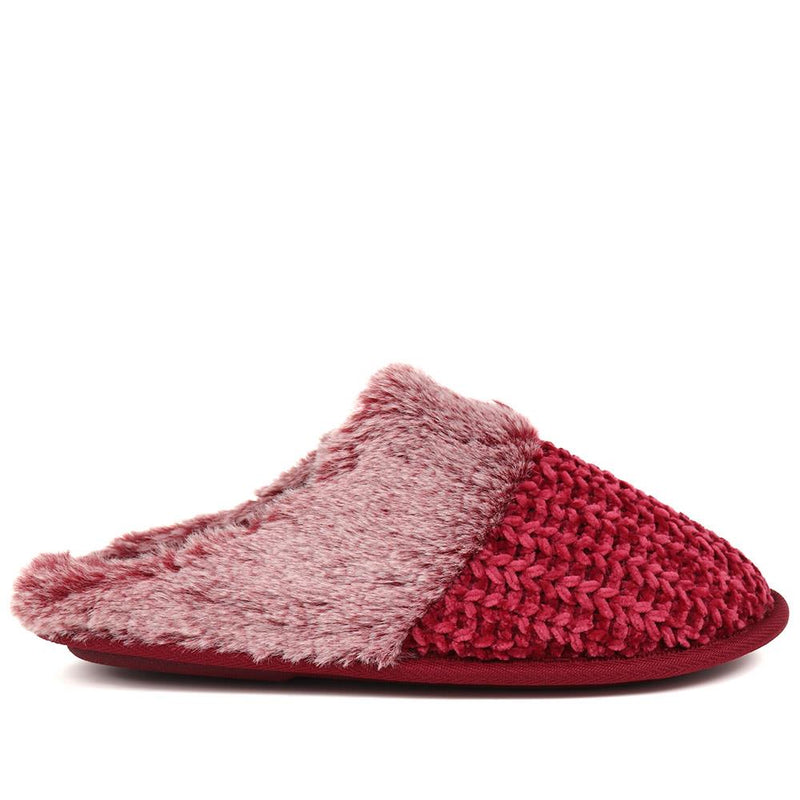 Faux Fur Lined Fleece Slippers - GALOP38001 / 324 485