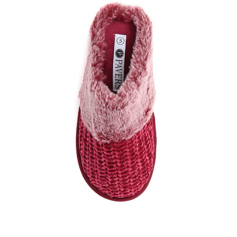 Faux Fur Lined Fleece Slippers - GALOP38001 / 324 485