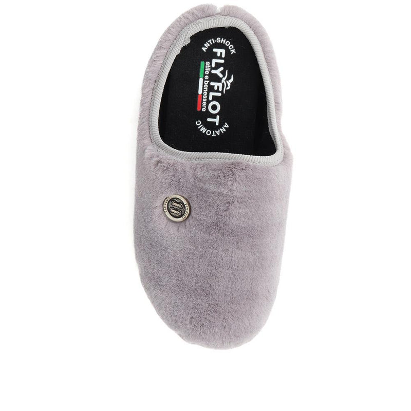 Faux Fur Mule Slippers - FLY38017 / 324 105