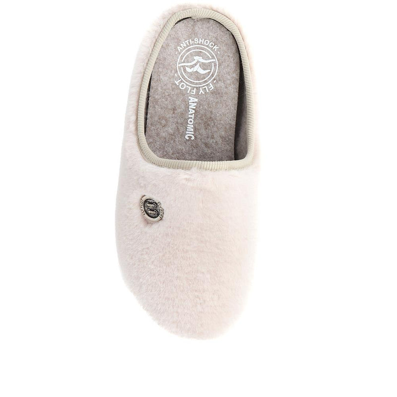 Faux Fur Mule Slippers - FLY38017 / 324 105