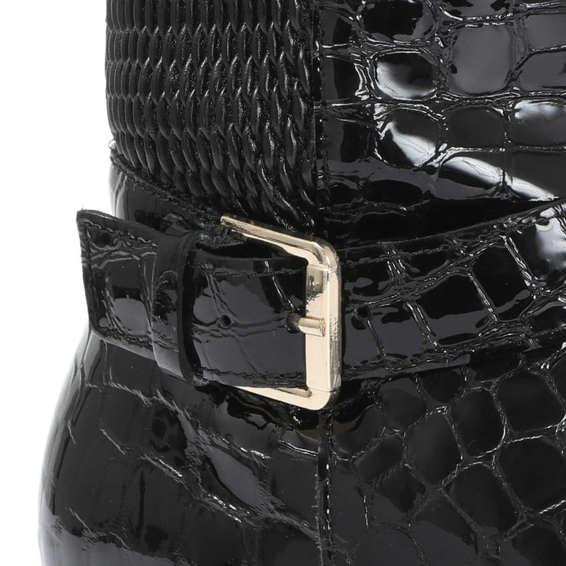 Croc Patent Leather Knee High Boot - TRY30001 / 316 415