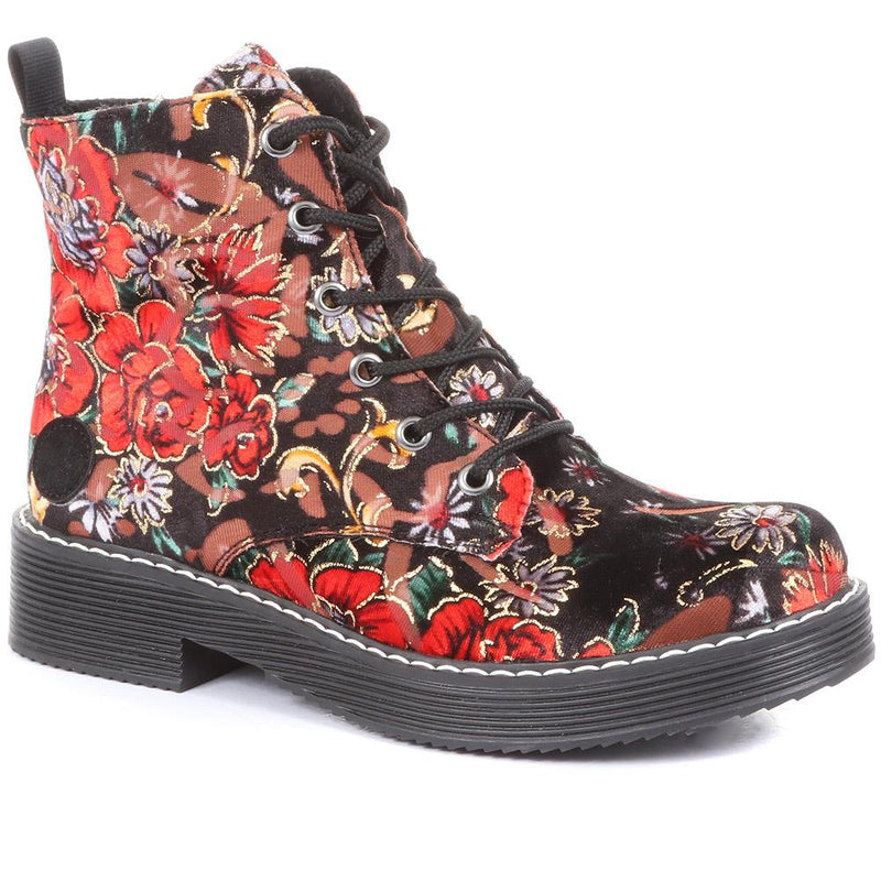 Floral Lace Up Boots - RKR34512 / 320 674