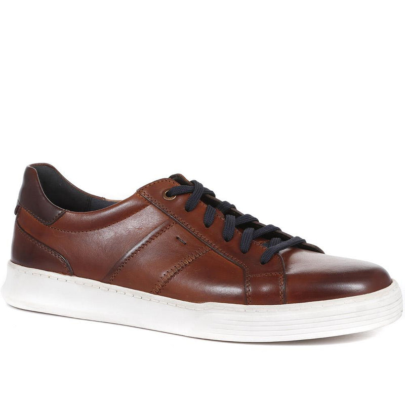 Wide Fit Leather Lace-Up Trainers - PARK35001 / 321 561