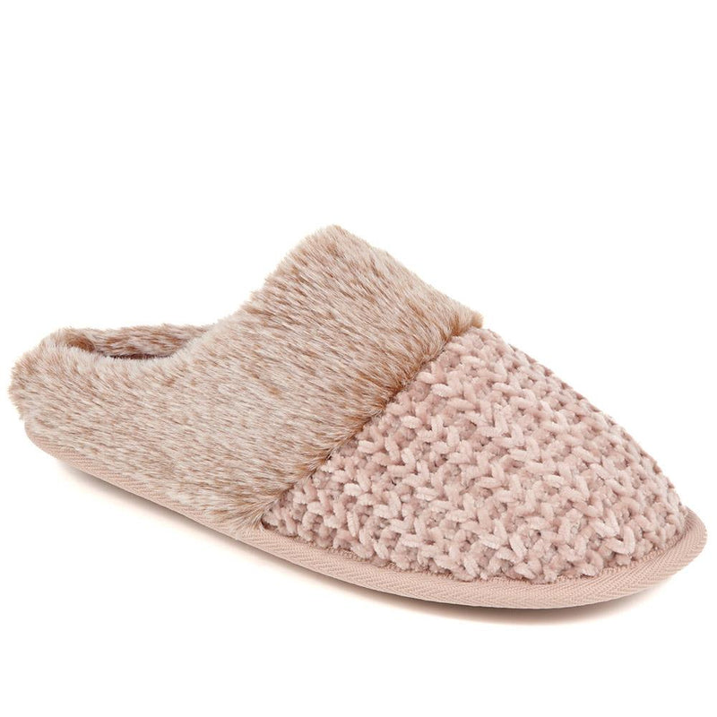 Faux Fur Lined Fleece Slippers - GALOP38001 / 324 485